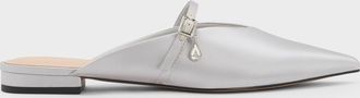 Charles & Keith Satin Teardrop-Crystal Flat Mules