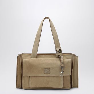 Miu Miu Ecru suede Utilitaire satchel