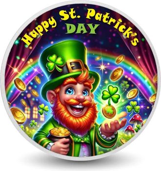 OEM Moneda De Color De 1 Oz De Un Duende Alegre Con Un Arco&iacute;ris De La Suerte