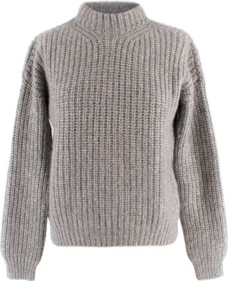 Giorgio Armani Grey Cashmere & Silk Mock-neck Jumper Size M