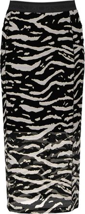 Marc Cain Rokken, Dames, Zwart, L, Mesh Rok met Dierenprint