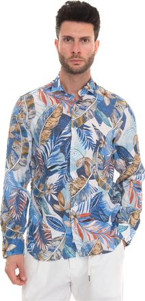 Vincenzo De Lauziers Camicia in lino Azzurro-beige Vincenzo De Lauziers Uomo