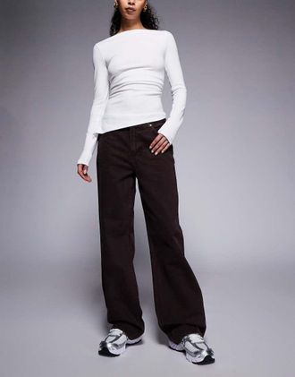 River Island Jeans dritti comodi marrone scuro