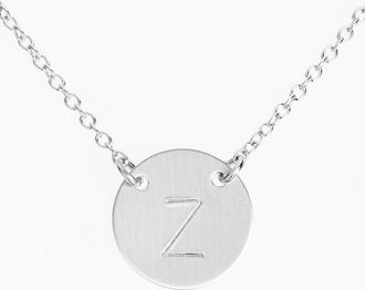Nashelle Sterling Silver Initial Disc Necklace in Sterling Silver Z at Nordstrom
