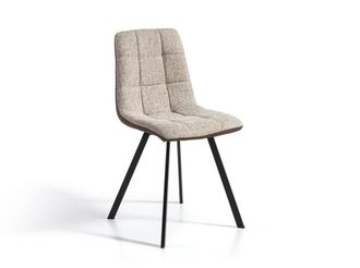 Pondecor Interiorismo Set 4 sillas con patas met&aacute;licas negras y tela beige