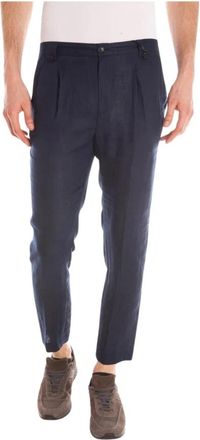 Daniele Alessandrini Jeans - Heren - Slim Fit Broeken - Blauw - XL - Linnen - Broeken