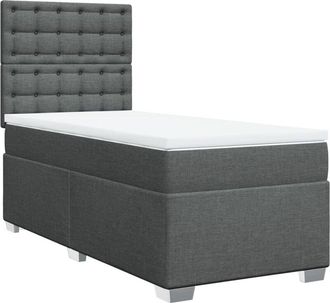 vidaXL Vidaxl - Cama Box Spring Con Colch&oacute;n Tela Gris Oscuro 90x200 Cm