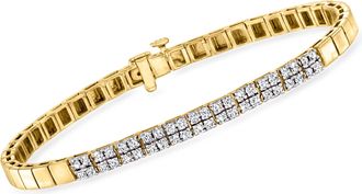 Ross-Simons Diamond Square-Link Bracelet in 18kt Gold Over Sterling