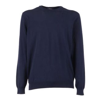 FILIPPO DE LAURENTIIS Round-neck Knitwear, male, Blue, Size: 2XL Crewneck Sweater