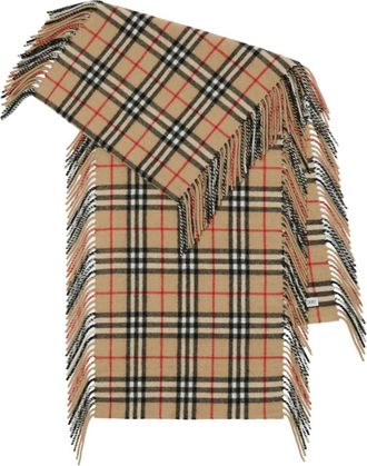Burberry Beige Check motif cashmere scarf