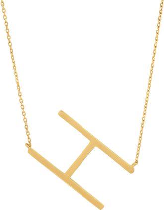 MAX + STONE 10k Yellow or White Gold Large Sideways Block Letter Initial with Cable Chain