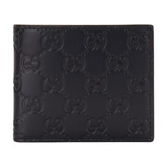 Gucci Portemonnee van Leer met Logo-reli&euml;f - Heren - Portefeuilles - Blauw - ONE Size - Leer - Accessoires