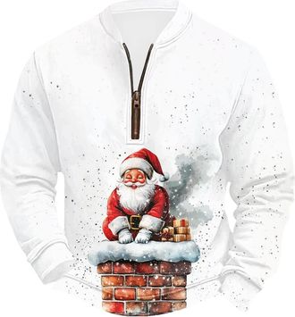 Generic Christmas Jumpers for Men Novelty Oversized Funny Santa Claus Christmas Sweatshirt Reindeer Nordic Xmas Jumpers 3D Print Graphic Pullover Sweaters Hol