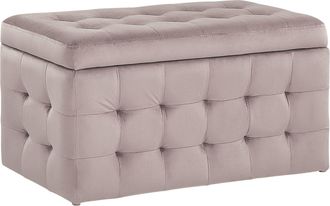 Beliani Beliani - Pouf Cassapanca Imbottito In Velluto Rosa Stile Chesterfield Michigan