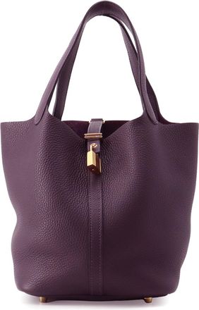 Herm&egrave;s Cassis Taurillon Clemence Leather Handbag Tote Bag (Pre-Owned)