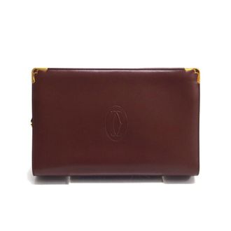 Cartier Bordeaux Red Color Leather Clutch Bag Pouch (Pre-Owned)