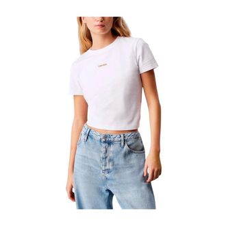 Calvin Klein Jeans T-Shirts, female, White, Size: 2XS Placed Institutional J20J225524