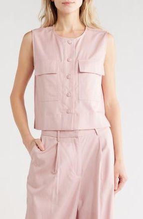 French Connection Patch Pocket Twill Vest in Mauve Pink at Nordstrom Rack, Size X-Large