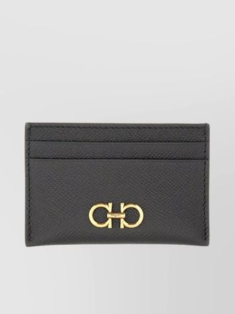 Ferragamo gancini textured leather card holder
