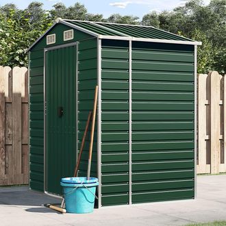 Berkfield Home Garden Shed Green 191x130x198 cm Galvanised Steel | Size: 191 x 130 x 198 cm