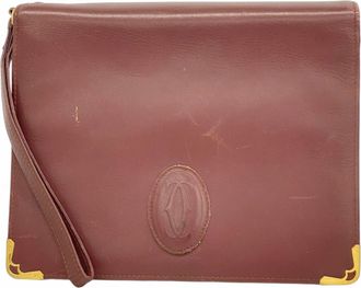 Cartier Bordeaux Leather Clutch Bag (Pre-Owned)