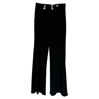 Galvan London Button-Embellished Trousers in Black Polyester