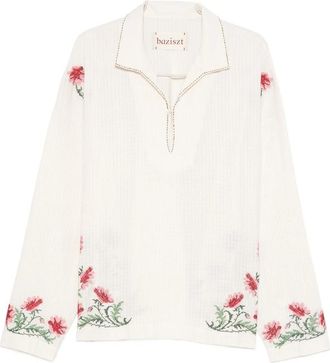 Baziszt Bernie Floral-embroidered Polo Shirt