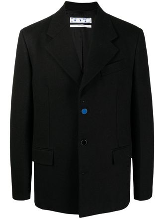 Off-white Blazer met enkele rij knopen - Zwart