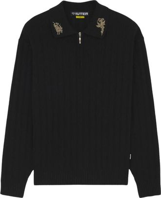 Iuter Courage Half Zip Knit Polo - Heren - V-hals truien - Zwart - M - Truien & Vesten