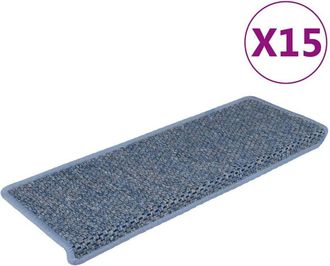 vidaXL Alfombrilla Autoadhesiva Escalera Sisal 15 Uds Azul 65x21x4 Cm Vidaxl