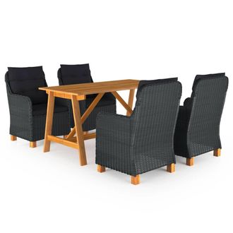 vidaXL Juego De Comedor Para Jard&iacute;n De 5 Piezas Gris Oscuro Vidaxl