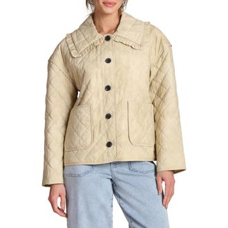 Bagatelle Ruffled Collar Diamond Quilted Jacket in Sand at Nordstrom Rack, Size X-Large