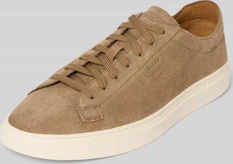 HUGO BOSS Low Top Sneaker aus reinem Rindnubuk Modell Kieran_Tenn_wcsd in Beige, Gr&ouml;&szlig;e 40