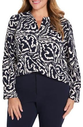 Nic+Zoe Leaf Print Crepe Top in Indigo Multi at Nordstrom Rack, Size 1 X