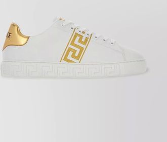 Versace leather sneakers greca embroidered detail gold accents