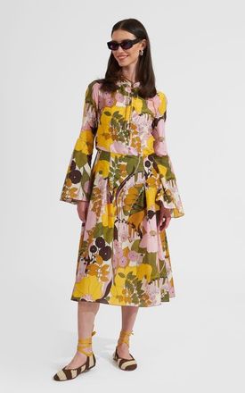 La DoubleJ Casanova Midi Dress Big Flower Rose Pink at Nordstrom, Size X-Small