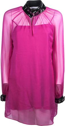 Moschino Fuchsia Bondage Zijden Midi Jurk - Dames - Korte kleedjes - Roze - S - Kleedjes
