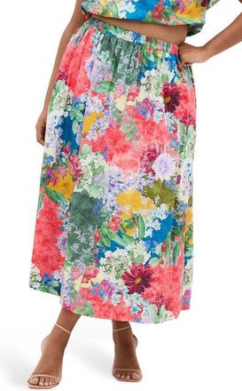 City Chic Sarina Print Maxi Skirt in Fools Floral at Nordstrom, Size 16W