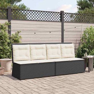 vidaXL vidaXL Panchina da giardino con cuscino Nero Poly Rattan