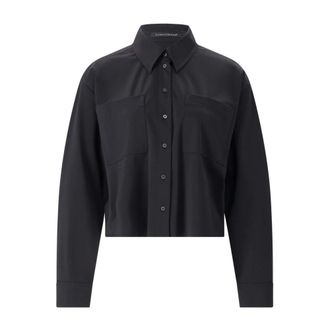 Luisa Cerano Overhemden, Dames, Zwart, S, Cropped Boxy Shirt