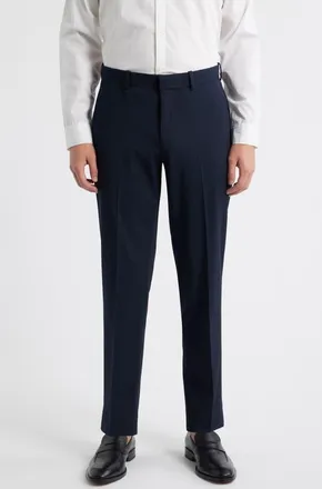 Open Edit Slim Fit Solid Flat Front Stretch Suit Pants in Navy Night at Nordstrom, Size 38