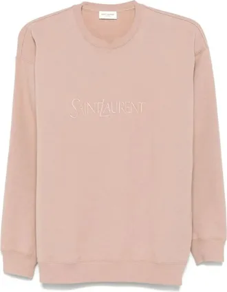 Saint Laurent Hoodies & sweatvesten, Dames, Roze, S, Katoen, Logo Katoenen Sweatshirt Vrouwen