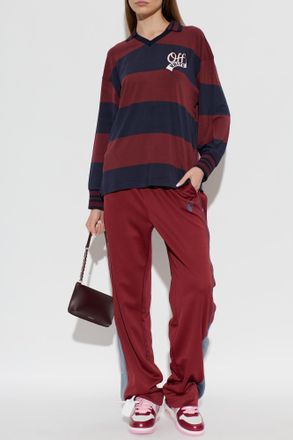 Off-white Polo Shirt With Logo, Womens, Burgundy