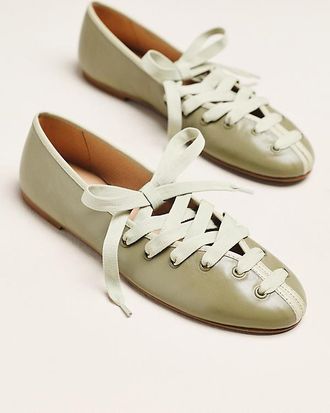 Maeve Contrast Lace-Up Ballet Flats