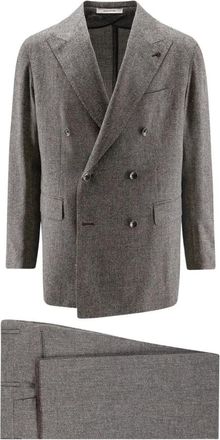 Tagliatore M1223 Double-Breasted Pak - Heren - Business pakken - Bruin - M - Wol - Kostuums