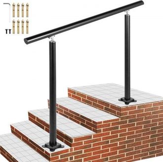 OEM Treppengel&auml;nder 3 Fu&szlig;au&szlig;en Gel&auml;nder Aus Aluminium, Schwarz Hauseingangsgel&auml;nder Handlauf Mit Einem Internen Sechskantschl&uuml;ssels Und 8 M6-erweiterungss