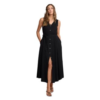 Kocca Midi Dresses, female, Black, Size: XS Viscose Dress with Buttons