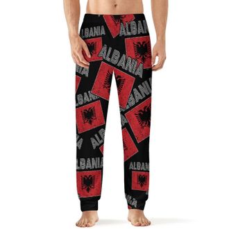 Generic Albanian National Flag Mens Pyjama Bottoms Soft Lounge Pants with Pockets Lightweight Sleepwear for Home Beach L