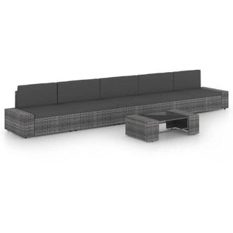 vidaXL Juego Muebles De Jard&iacute;n 6 Pzas Y Cojines Rat&aacute;n Sint&eacute;tico Gris Vidaxl