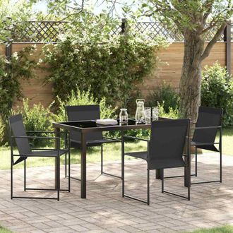 vidaXL Conjunto De Comedor De Jard&iacute;n 5 Pcs Negro Vidaxl
